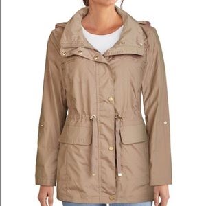 Cole Haan khaki Hooded Parka Rain Jacket size S